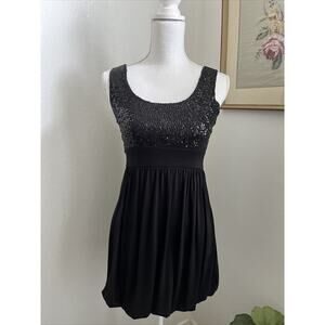 2000s‎ black sequin bubble hem mini dress prom LBD S/M goth fairy